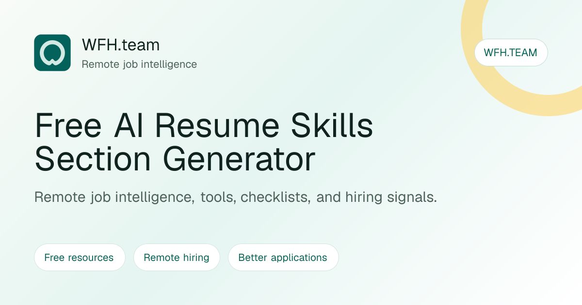Free AI Resume Skills Section Generator | WFH.team