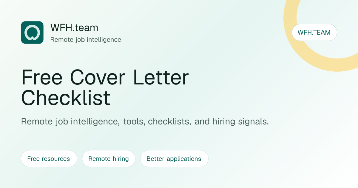 Free Cover Letter Checklist | WFH.team