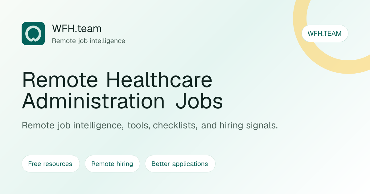 Remote Healthcare Administration Jobs | WFH.team