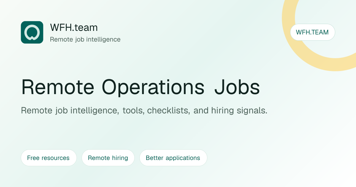 Remote Operations Jobs | WFH.team